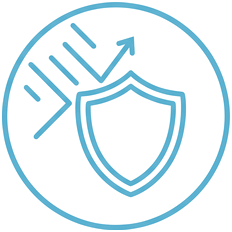 Icon showing skin shielded from UV rays