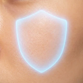 A translucent blue protective layer over healthy skin