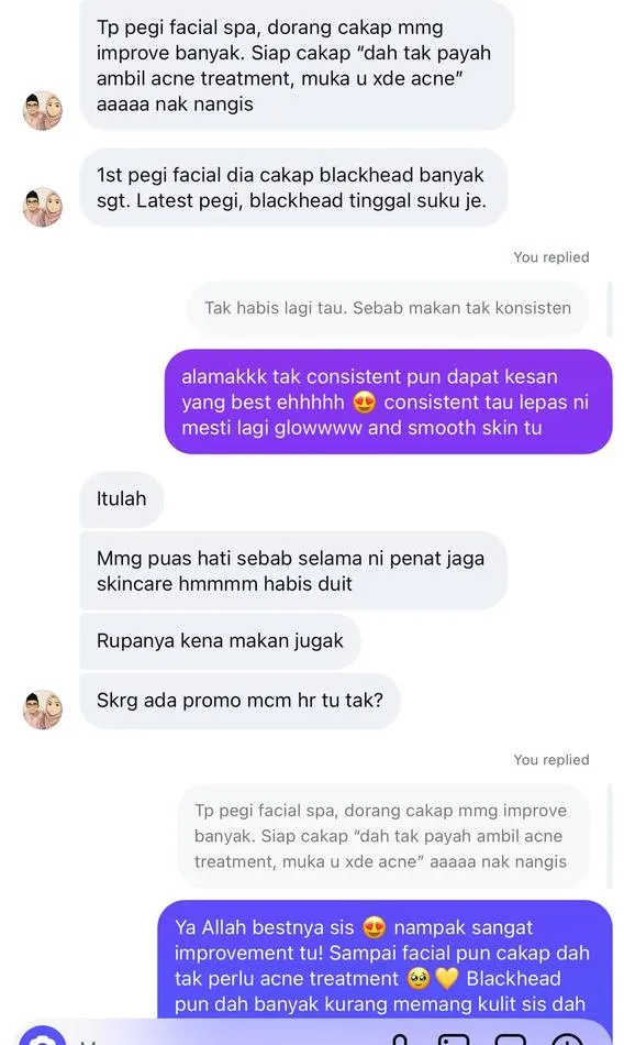 Message a Lipo Crystal customer sent to the brand
